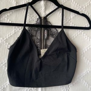 Black Lace Back Crop Top